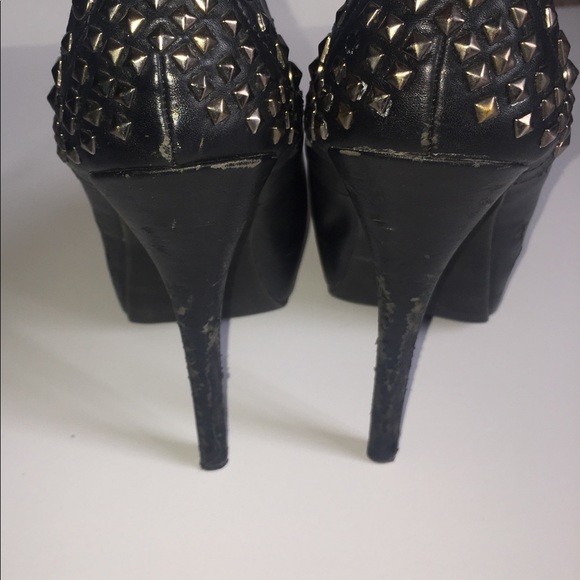 Faux leather stud peep toe pumps - Picture 6 of 6